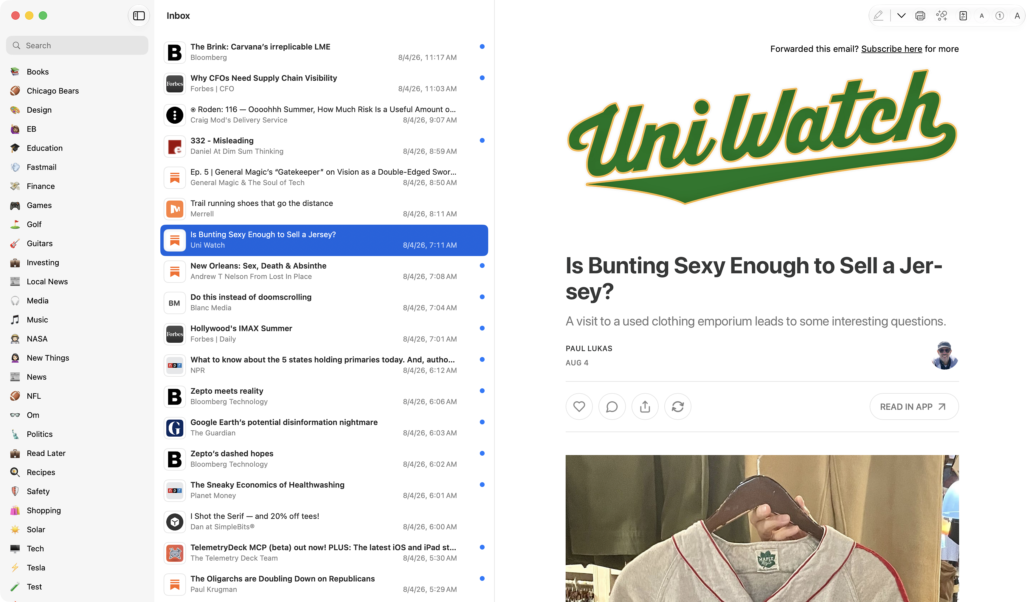 Letterboxx focused newsletter reader