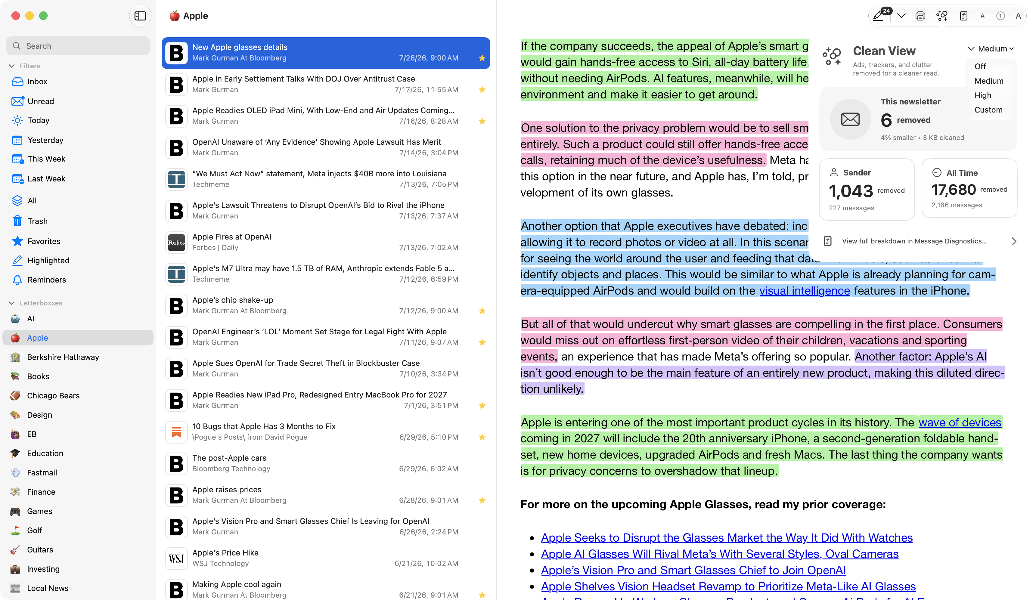 Letterboxx Clean View for newsletter reading