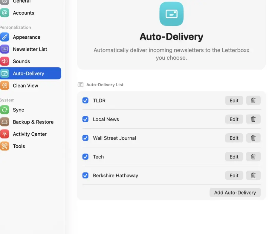 Auto-Delivery rules put new arrivals where they belong.