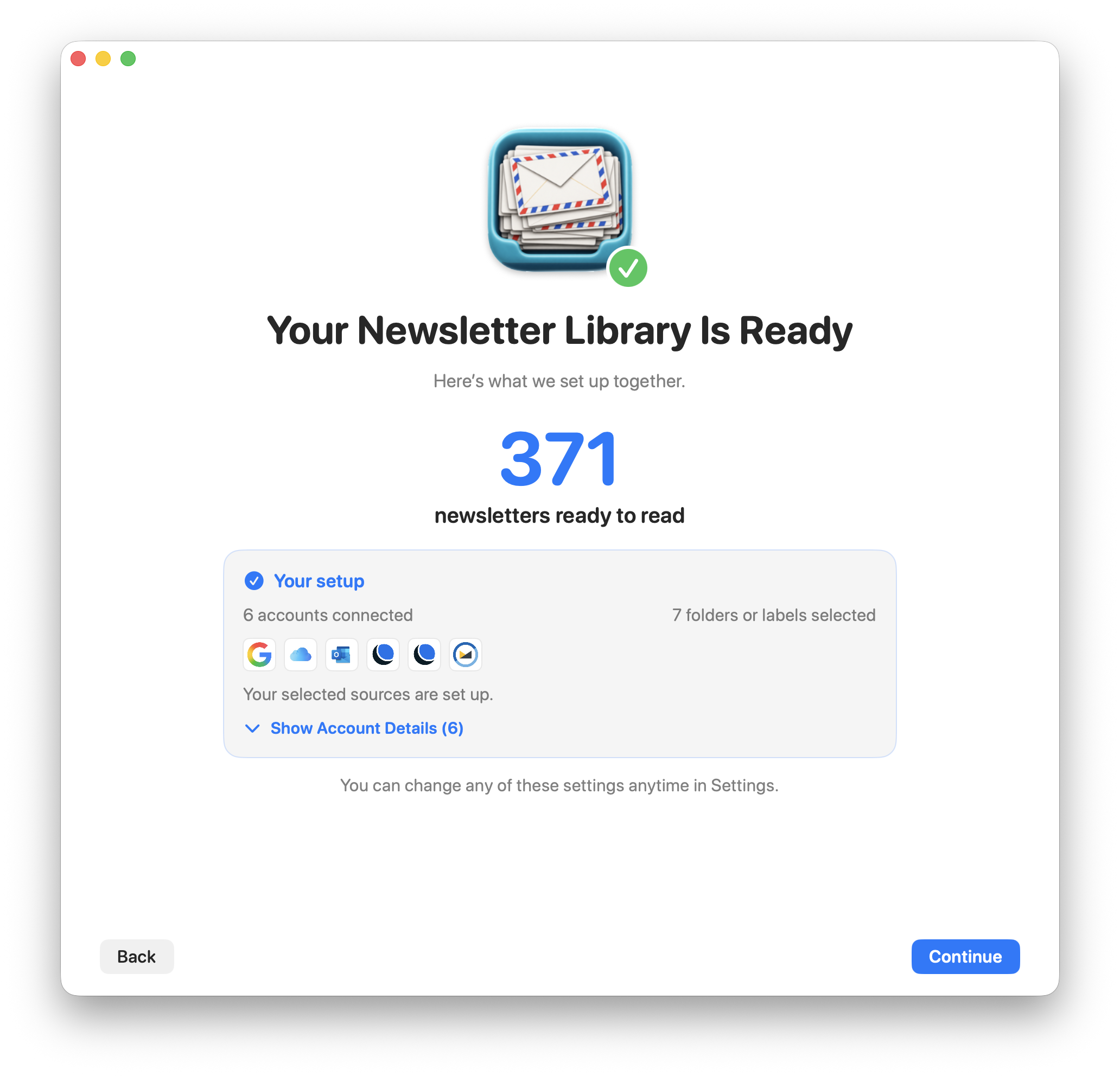 Letterboxx confirms that a new customer's Newsletter Library is ready