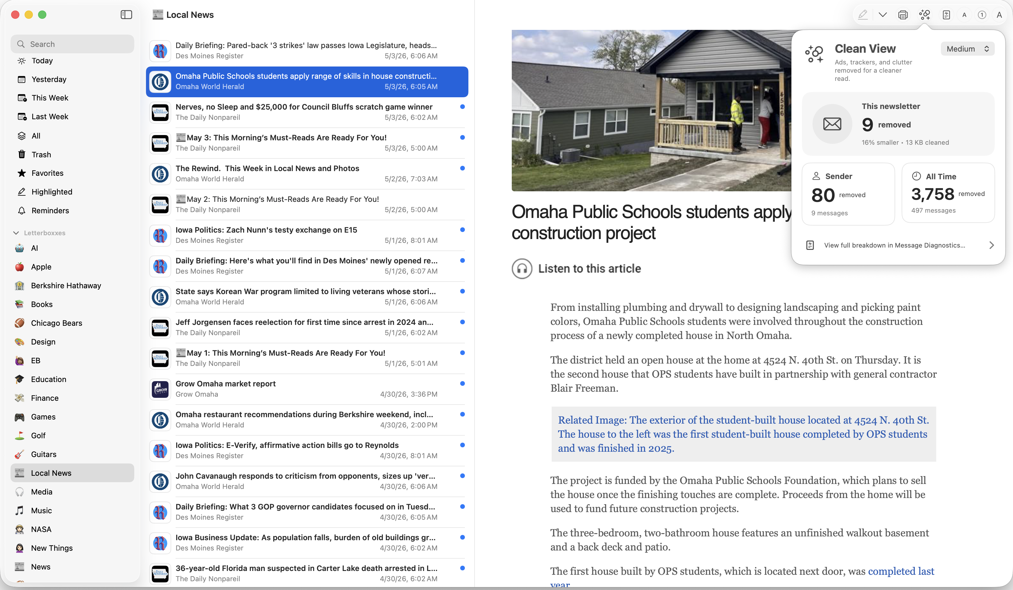 Letterboxx Clean View for tidier newsletter reading